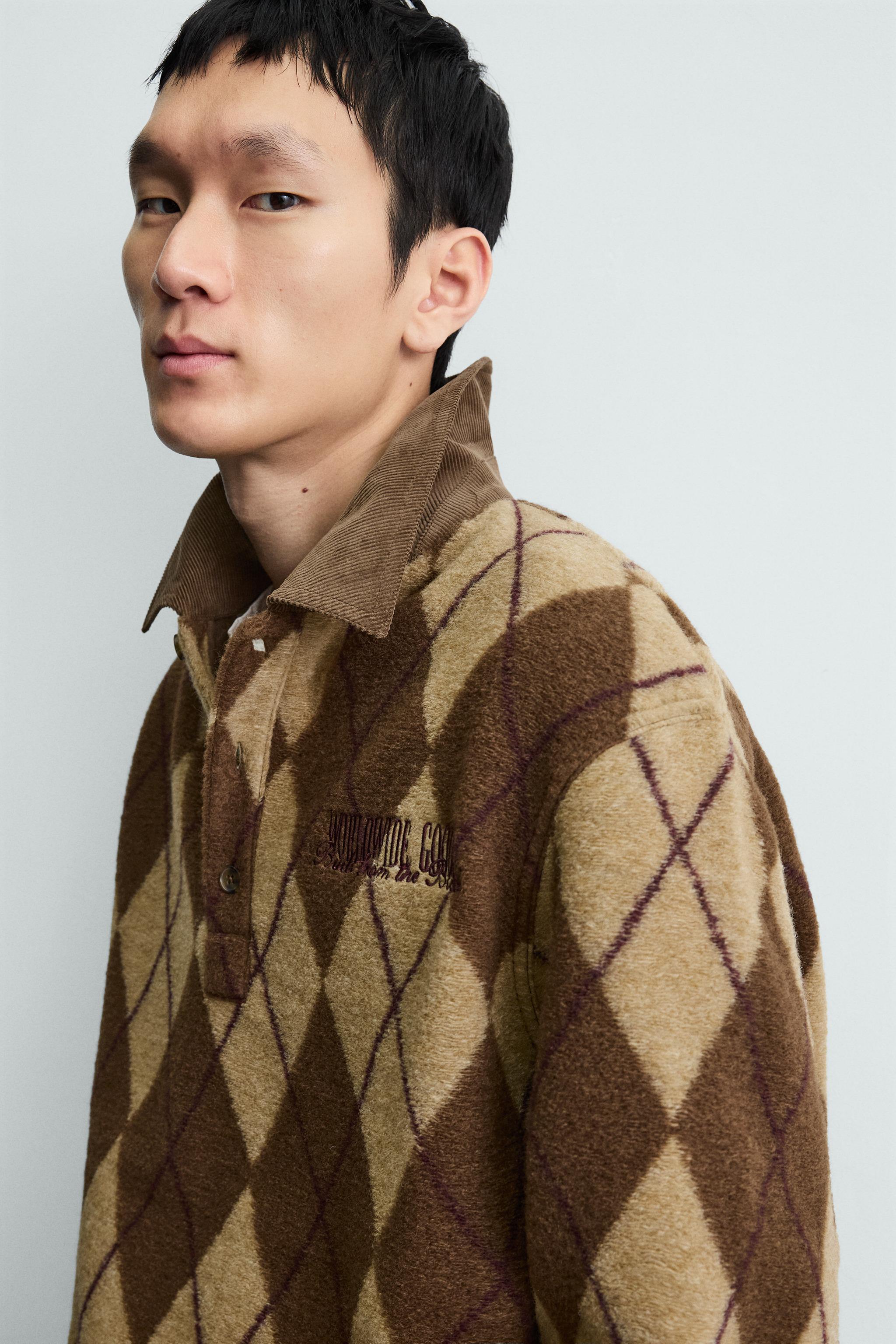 JACQUARD DIAMOND TEXTURE POLO SHIRT